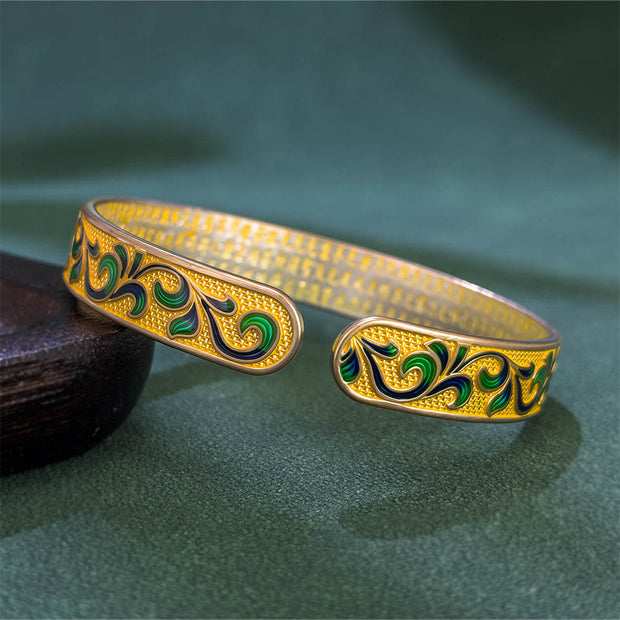 Buddha Stones Petal Vines Entwine Branches Copper Balance Open Adjustable Bracelet Bangle - image 3