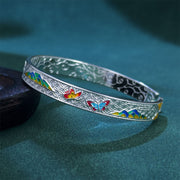 Buddha Stones Sun Butterfly Pattern Copper Enamel Love Open Adjustable Bracelet Bangle - image 2