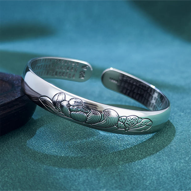 FREE Today: New Beginning Heart Sutra Lotus Copper Open Adjustable Bracelet Bangle - Lotus - image 0