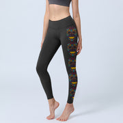 Buddha Stones Colorful Skull Line Design Gym Leggings Women's Yoga Pants - Black - US18，UK/AU22，EU50 (4XL) - image 0