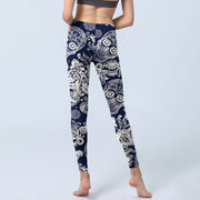 Buddha Stones Paisley Plant Skull Pattern Gym Leggings Women's Yoga Pants - image 6