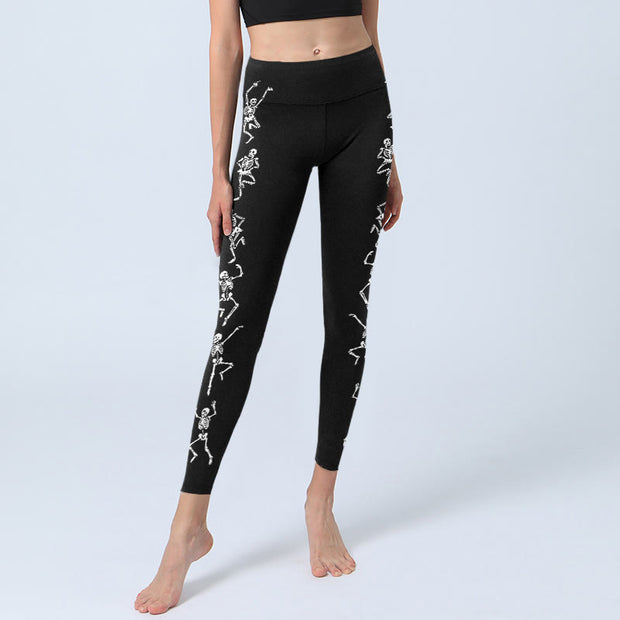 Buddha Stones The Lord Of The Corpse Forest  Skull Pattern Gym Leggings Women's Yoga Pants - image 5