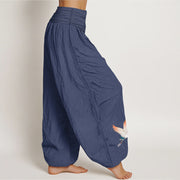 Buddha Stones Two Graceful Cranes Pattern Pure Cotton Women's Elastic Waist Harem Pants - image 7