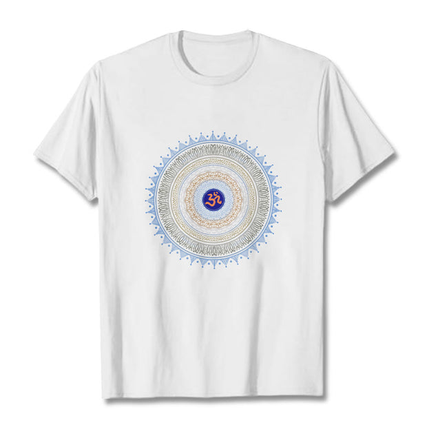 Buddha Stones Mandala Flower OM Pattern Tee T-shirt - White - 2XL - image 7