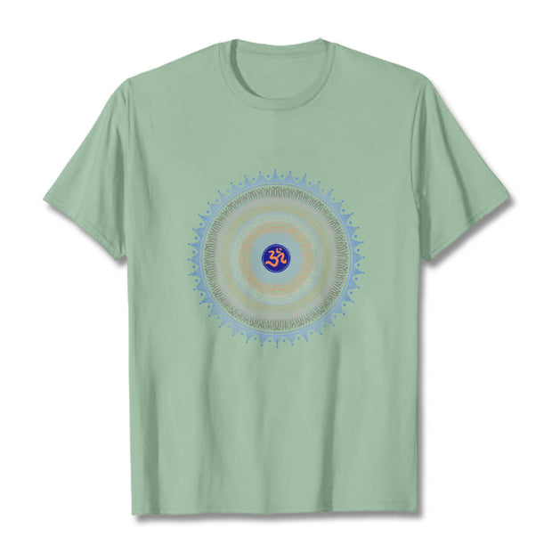 Buddha Stones Mandala Flower OM Pattern Tee T-shirt - PaleGreen - 2XL - image 14
