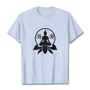 Buddha Stones OM Symbol Sanskrit Mantras Buddha Seated On Lotus Flower Design Tee T-shirt - LightCyan - 2XL - image 10
