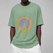 Buddha Stones Multicolor Mandala Flower Seated Buddha Pattern Tee T-shirt - image 9