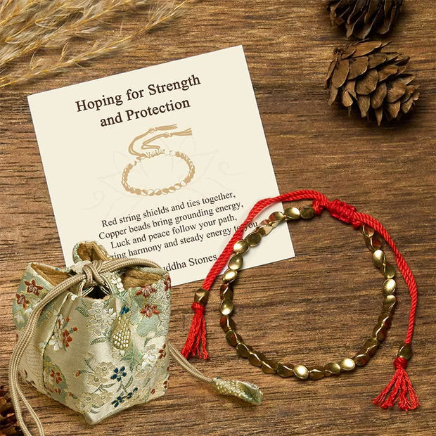 Buddha Stones "Hoping for Strength and Protection" Copper Beads Bracelet Includes Gift Message Card - Red rope - Deluxe Gift Bag (+$12.59) - image 3