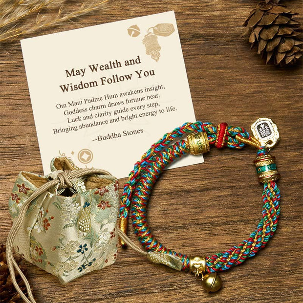 Buddha Stones "May Wealth and Wisdom Follow You" String Bracelet Includes Gift Message Card - Multicolored(Wrist Circumference 14-20cm) - Deluxe Gift Bag (+$12.59) - image 4