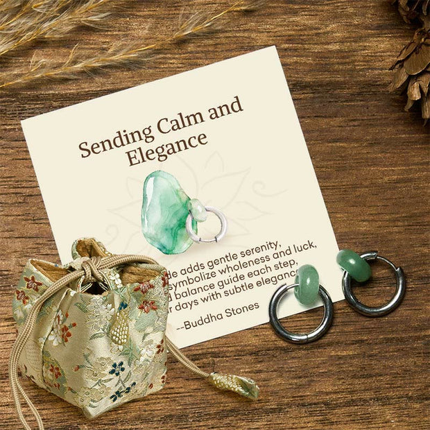 Buddha Stones "Sending Calm and Elegance"Titanium Steel Jade Earrings Includes Gift Message Card - Titanium Steel Posts - Deluxe Gift Bag (+$12.59) - image 6