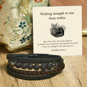 Buddha Stones "Wishing Strength to Rise from Within" Lava Rock Bracelet Includes Gift Message Card - Lava Rock - 18-22cm - Deluxe Gift Bag (+$12.59) - image 2