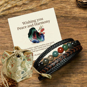 Buddha Stones "Wishing You Peace and Harmony" Indian Agate Bracelet Includes Gift Message Card - Indian Agate - 18-22cm - Deluxe Gift Bag (+$12.59) - image 4