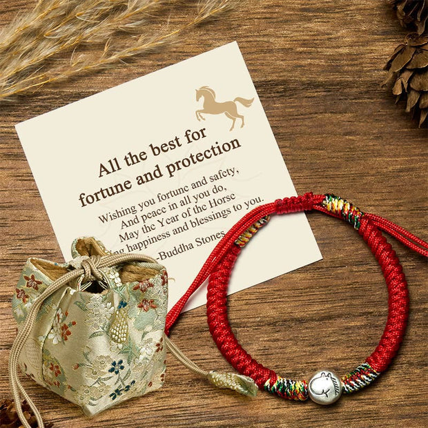 Buddha Stones "All the Best for Fortune and Protection" Year of the Horse Includes Gift Message Card - Horse Red String(Wrist Circumference 15.5-20cm) - Deluxe Gift Bag (+$12.59) - image 7