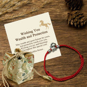 Buddha Stones "Wishing You Wealth and Protection" Year of the Horse String Includes Gift Message Card - Red(Wrist Circumference 14-21cm) - Deluxe Gift Bag (+$12.59) - image 5