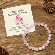 Buddha Stones "All the Best for Love and Harmony" Stone Quartz Bracelet Includes Gift Message Card - 8mm - Madagascar Rose Quartz - Standard Gift Box - image 3