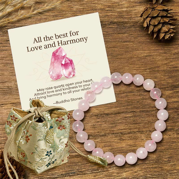 Buddha Stones "All the Best for Love and Harmony" Stone Quartz Bracelet Includes Gift Message Card - 8mm - Madagascar Rose Quartz - Deluxe Gift Bag (+$12.59) - image 7