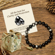 Buddha Stones "All the Best for Love and Harmony" Stone Quartz Bracelet Includes Gift Message Card - 8mm - Silver Sheen Obsidian - Deluxe Gift Bag (+$12.59) - image 19