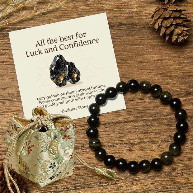 Buddha Stones "All the Best for Love and Harmony" Stone Quartz Bracelet Includes Gift Message Card - 8mm - Gold Sheen Obsidian - Deluxe Gift Bag (+$12.59) - image 26