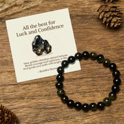 Buddha Stones "All the Best for Love and Harmony" Stone Quartz Bracelet Includes Gift Message Card - 8mm - Gold Sheen Obsidian - Standard Gift Box - image 23