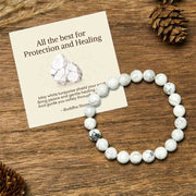 Buddha Stones "All the Best for Love and Harmony" Stone Quartz Bracelet Includes Gift Message Card - 8mm - White Turquoise - Standard Gift Box - image 35