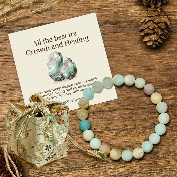 Buddha Stones "All the Best for Love and Harmony" Stone Quartz Bracelet Includes Gift Message Card - 8mm - Amazonite - Deluxe Gift Bag (+$12.59) - image 44