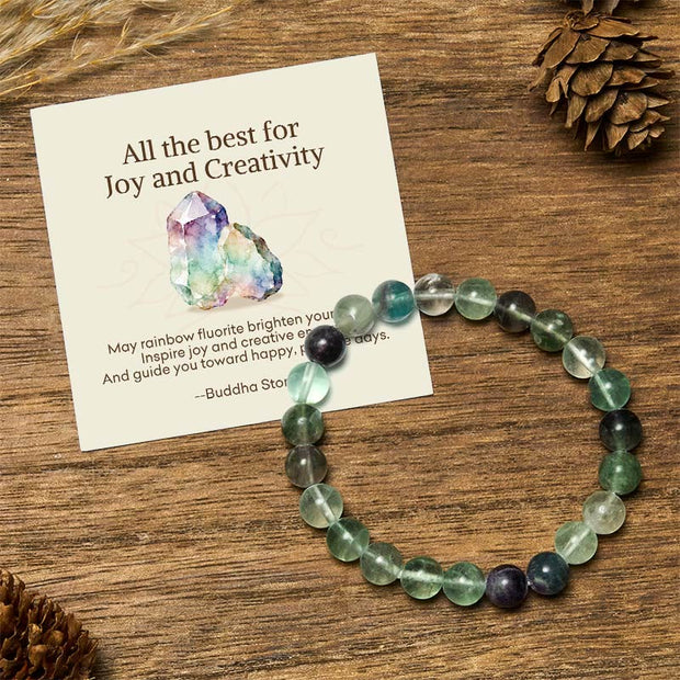 Buddha Stones "All the Best for Love and Harmony" Stone Quartz Bracelet Includes Gift Message Card - 8mm - Fluorite - Standard Gift Box - image 71