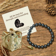 Buddha Stones "All the Best for Love and Harmony" Stone Quartz Bracelet Includes Gift Message Card - 8mm - Hematite - Deluxe Gift Bag (+$12.59) - image 80