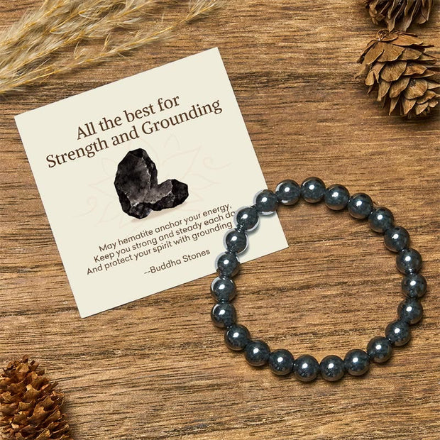 Buddha Stones "All the Best for Love and Harmony" Stone Quartz Bracelet Includes Gift Message Card - 8mm - Hematite - Standard Gift Box - image 77