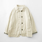 Buddha Stones Commute Patchwork Design Cotton Women's Jacket With Pockets - Linen - US8-10，UK/AU12-14，EU40-42 (2XL) - image 6