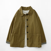 Buddha Stones Commute Patchwork Design Cotton Women's Jacket With Pockets - DarkGoldenrod - US14，UK/AU18，EU46 (2XL) - image 0
