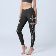 Buddha Stones Lotus Half Moon Pattern Gym Leggings Women's Yoga Pants - Black - US18，UK/AU22，EU50 (4XL) - image 0