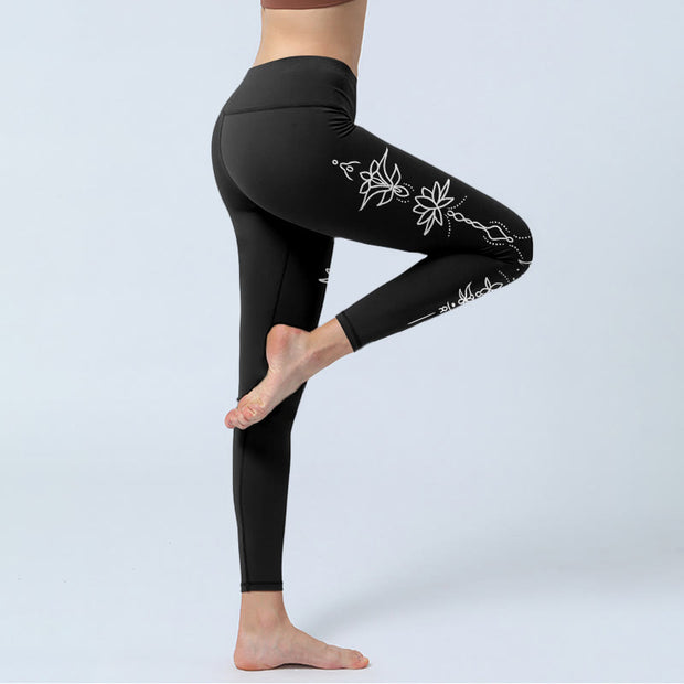 Buddha Stones Lotus Half Moon Pattern Gym Leggings Women's Yoga Pants - image 4