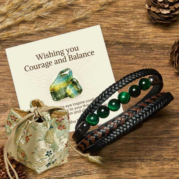 Buddha Stones "Wishing You Courage and Balance" Green Tiger Eye Bracelet Includes Gift Message Card - Green Tiger Eye - 18-22cm - Deluxe Gift Bag (+$12.59) - image 4