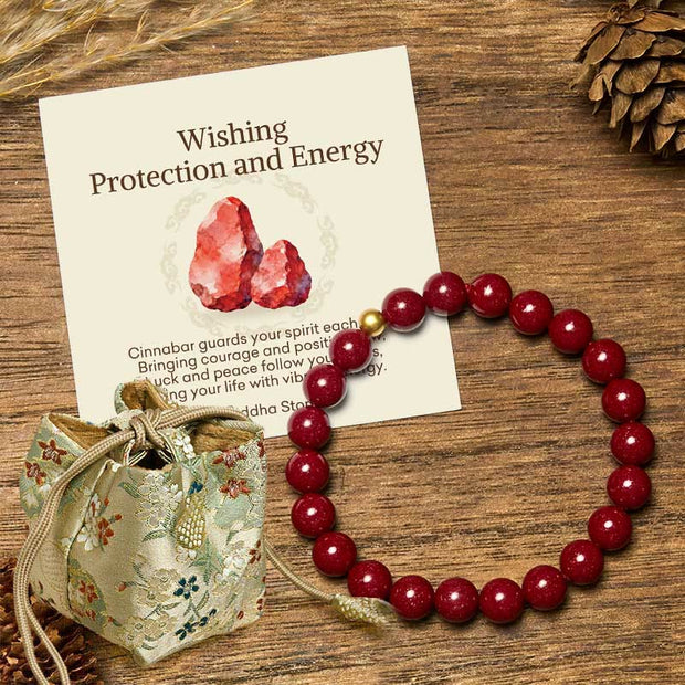 Buddha Stones "Wishing Protection and Energy" Cinnabar Bracelet Includes Gift Message Card - 8mm Cinnabar&5mm 925 Sterling Silver - Deluxe Gift Bag (+$12.59) - image 15
