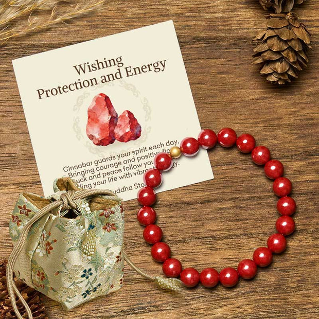 Buddha Stones "Wishing Protection and Energy" Cinnabar Bracelet Includes Gift Message Card - 8mm Imperial Cinnabar&5mm 925 Sterling Silver - Deluxe Gift Bag (+$12.59) - image 23