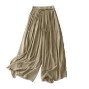 Buddha Stones Casual Solid Color Lace-up Women's Wide Leg Pants - image 6