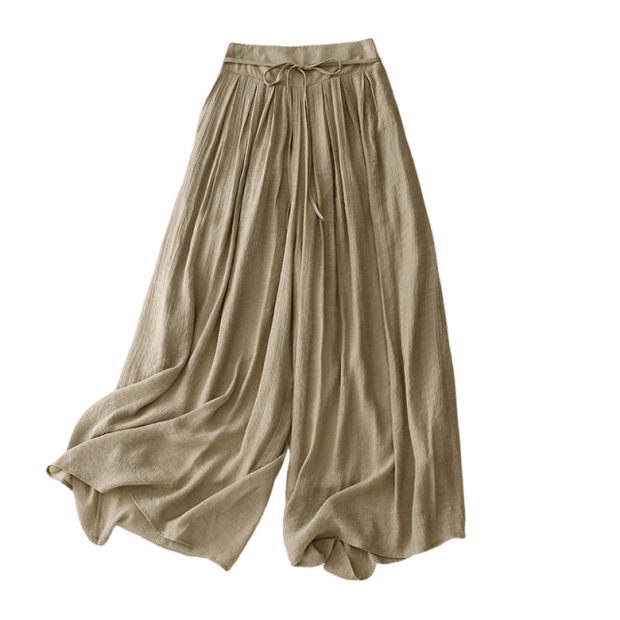 Buddha Stones Casual Solid Color Lace-up Women's Wide Leg Pants - image 6