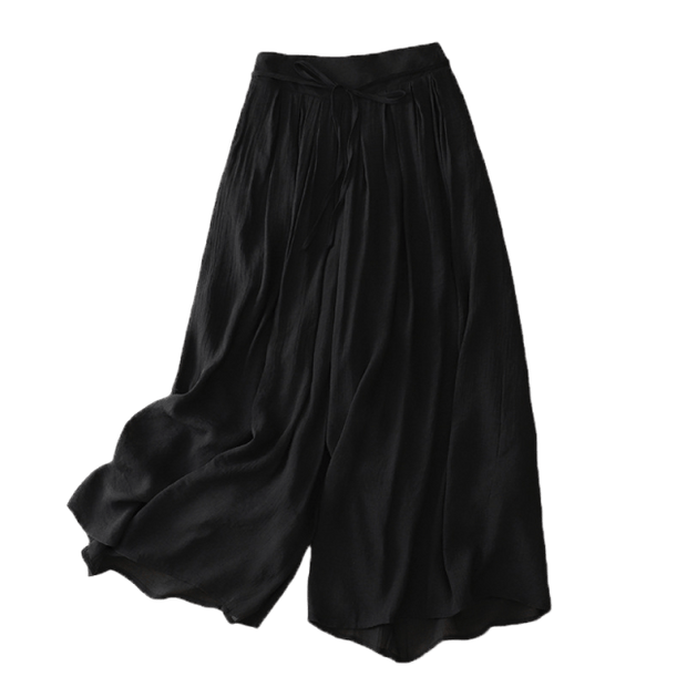 Buddha Stones Casual Solid Color Lace-up Women's Wide Leg Pants - image 5