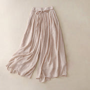 Buddha Stones Casual Solid Color Lace-up Women's Wide Leg Pants - Pink - US8-10，UK/AU12-14，EU40-42 (2XL) - image 2