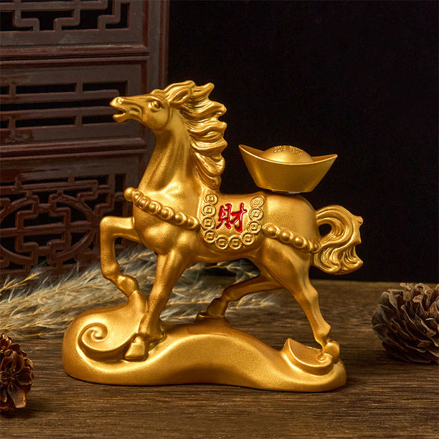 Buddha Stones Chinese Zodiac Horse Charm Copper Coins Attract Fortune Prosperity Home Decoration - image 1