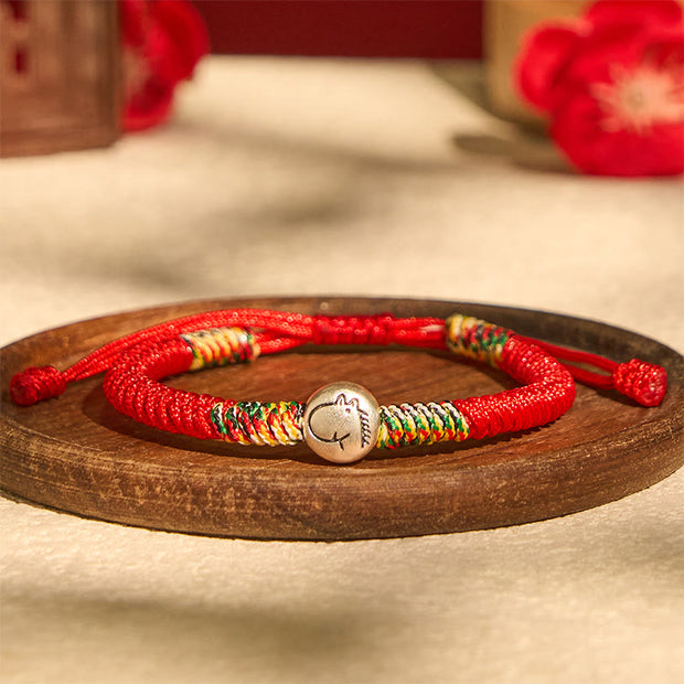 Buddha Stones 999 Sterling Silver Chinese Zodiac Horse Charm Red String Strength Braided Bracelet - image 2