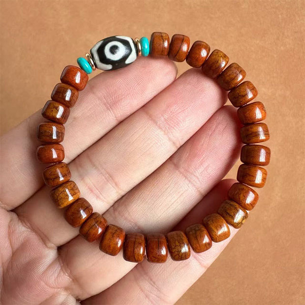 Buddha Stones Bone Beads Vajra Three-eyed Dzi Bead Luck Bracelet - Bone Beads & Three-eyed Dzi Bead(Wrist Circumference: 15cm-16cm) - image 4