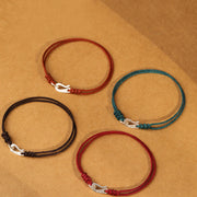 Buddha Stones 925 Sterling Silver Hook Design Red String Strength Colorful Bracelet - image 20