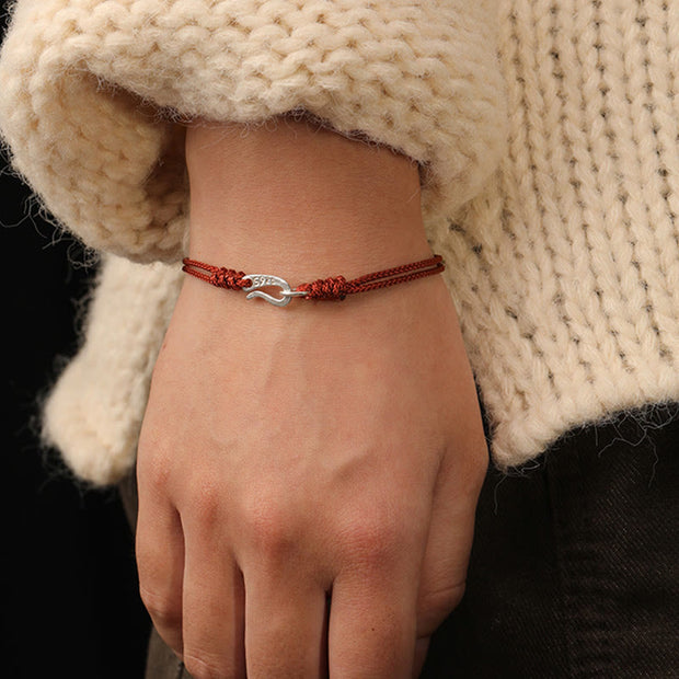 Buddha Stones 925 Sterling Silver Hook Design Red String Strength Colorful Bracelet - image 16