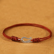 Buddha Stones 925 Sterling Silver Hook Design Red String Strength Colorful Bracelet - image 10