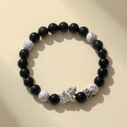 Buddha Stones 999 Sterling Silver Year of the Horse Natural Black Obsidian  Bodhi Seed Strength Bracelet - image 1