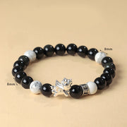 Buddha Stones 999 Sterling Silver Year of the Horse Natural Black Obsidian  Bodhi Seed Strength Bracelet - image 4