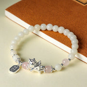 Buddha Stones 999 Sterling Silver Year of the Horse Natural Black Obsidian  Bodhi Seed Strength Bracelet - image 11