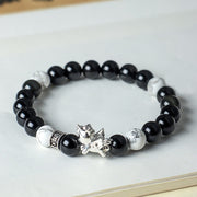Buddha Stones 999 Sterling Silver Year of the Horse Natural Black Obsidian  Bodhi Seed Strength Bracelet - image 3