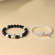 Buddha Stones 999 Sterling Silver Year of the Horse Natural Black Obsidian  Bodhi Seed Strength Bracelet - image 13